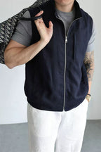 Men's Stand-Collar Textured Smart-Casual Business Vest