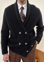 Double-Breasted Shawl Collar Knit Cardigan Jacket