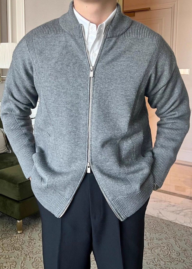 Men’s Knitted Cardigan Jacket — Breathable Business Casual Sweater, Soft, Elastic & Wrinkle-Free