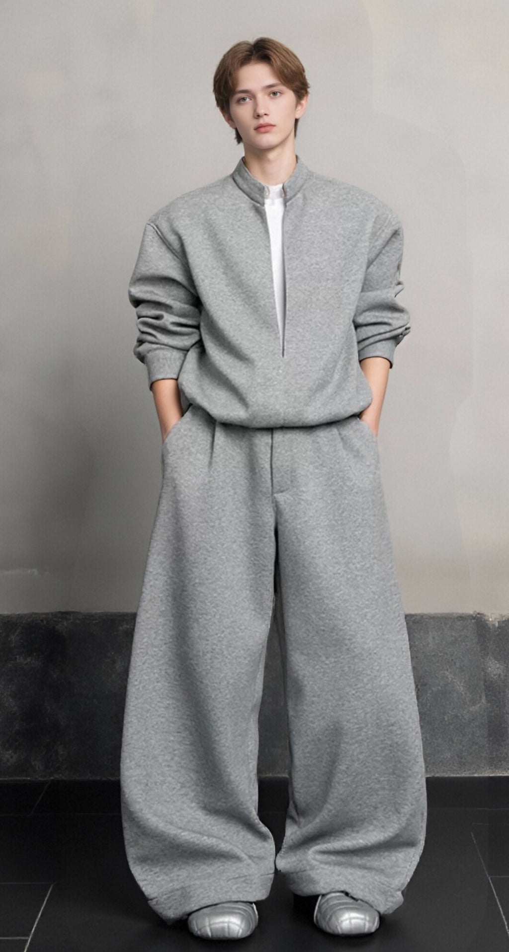 Layered-Look Casual Sweatshirt Set