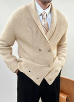 Double-Breasted Shawl Collar Knit Cardigan Jacket