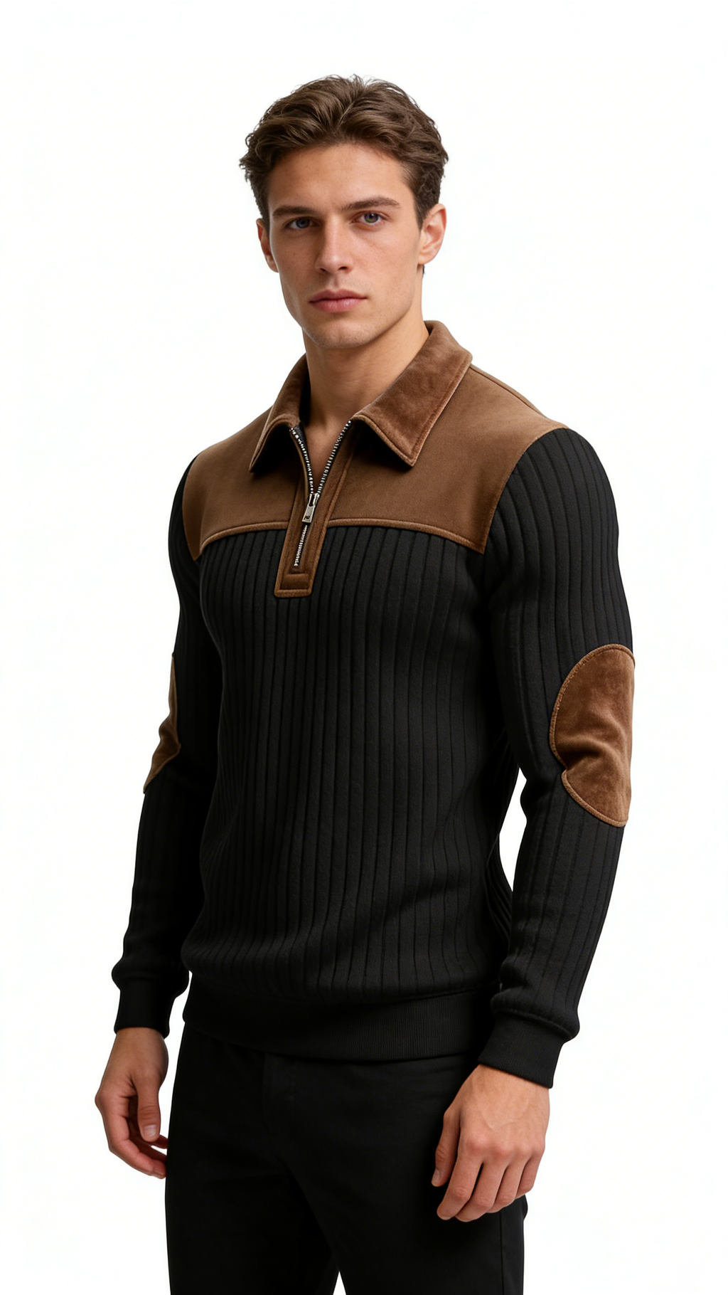 Men’s Half-Zip Lapel Pullover Sweatshirt