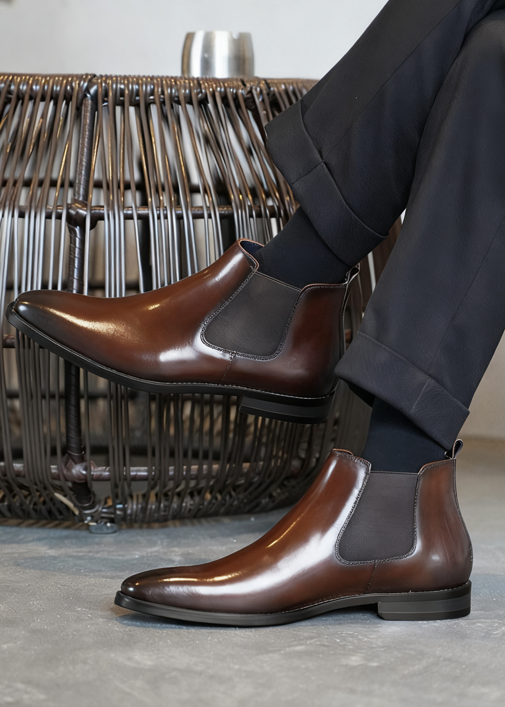 Vintage Handmade Chelsea Boots – British Leather Ankle Boots for Men