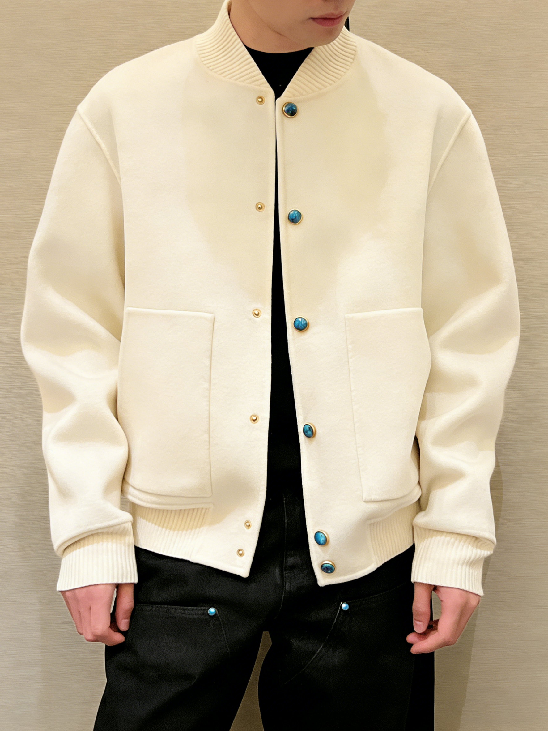 Men's Minimalist Casual Bomber Jacket – Solid Color Relaxed Fit Button Jacket