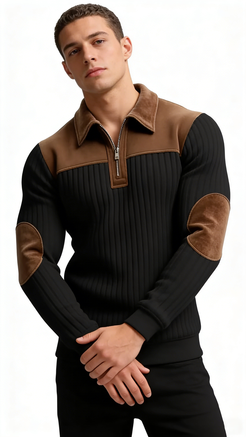 Men’s Half-Zip Lapel Pullover Sweatshirt