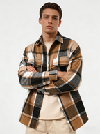 Plaid Brushed Lapel Shirt