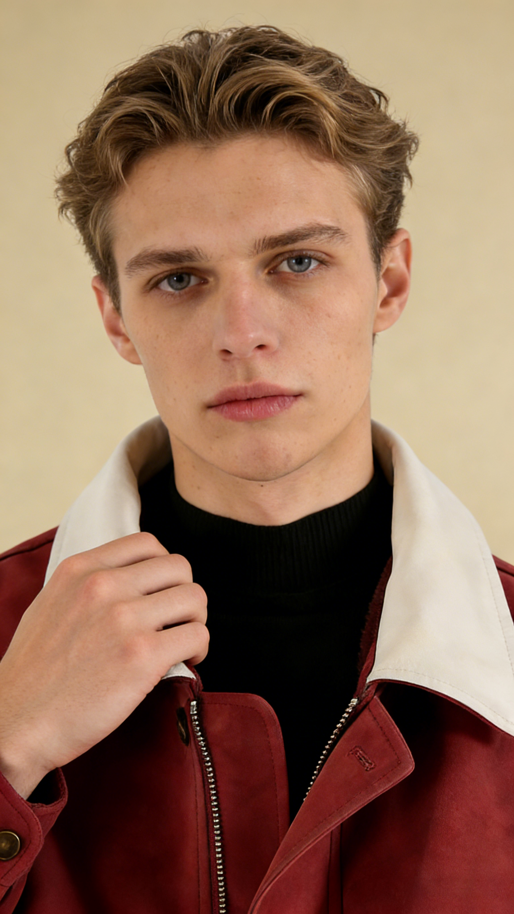 Contrast-Color Suede Lapel Padded Jacket