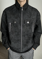 Men’s Casual Moto-Style Faux Leather Jacket – Stand Collar Spring/Autumn Trend Coat