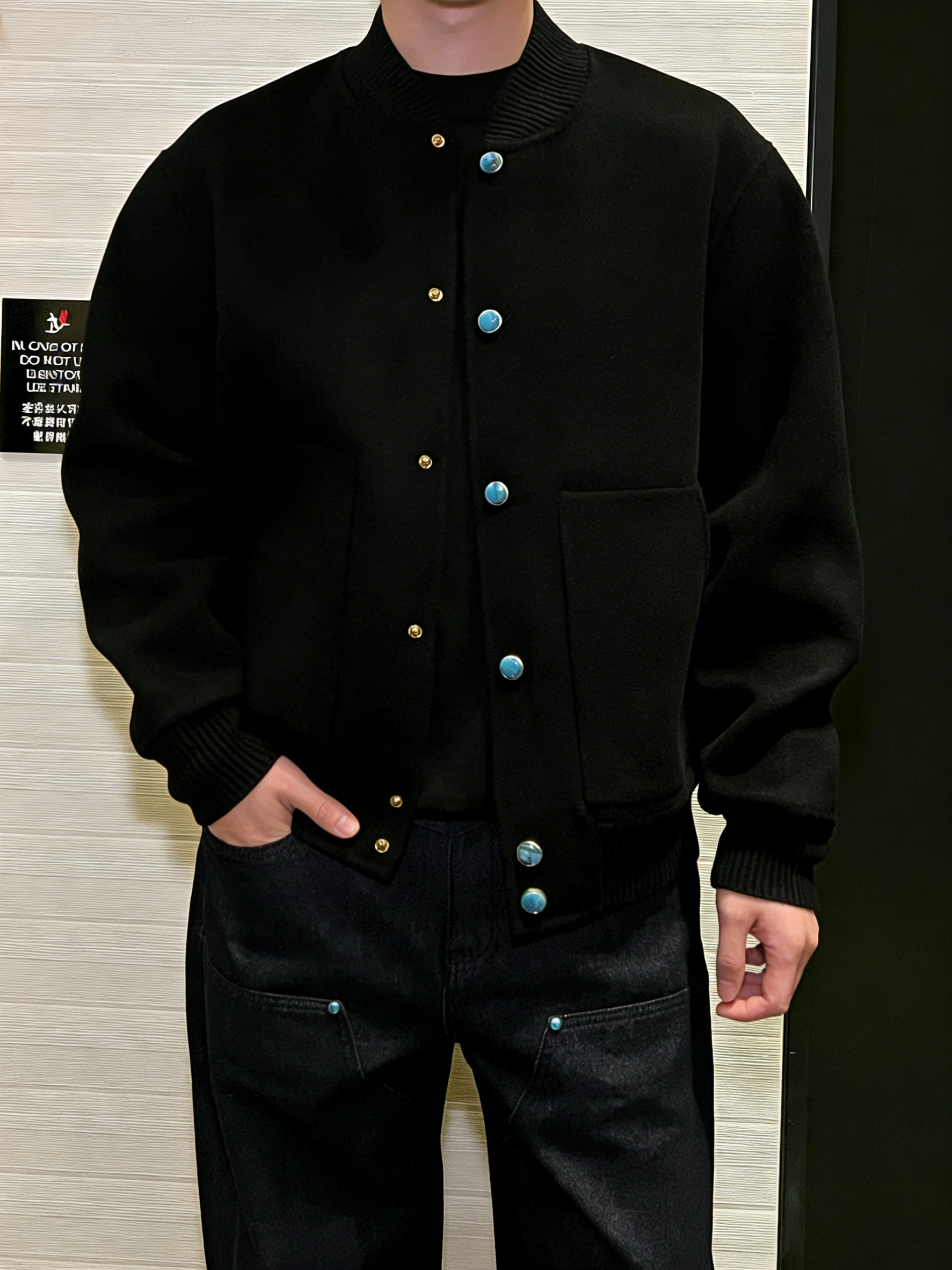 Men's Minimalist Casual Bomber Jacket – Solid Color Relaxed Fit Button Jacket