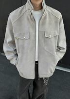 Men’s Casual Moto-Style Faux Leather Jacket – Stand Collar Spring/Autumn Trend Coat