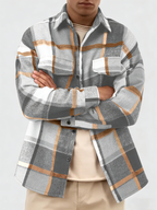 Plaid Brushed Lapel Shirt