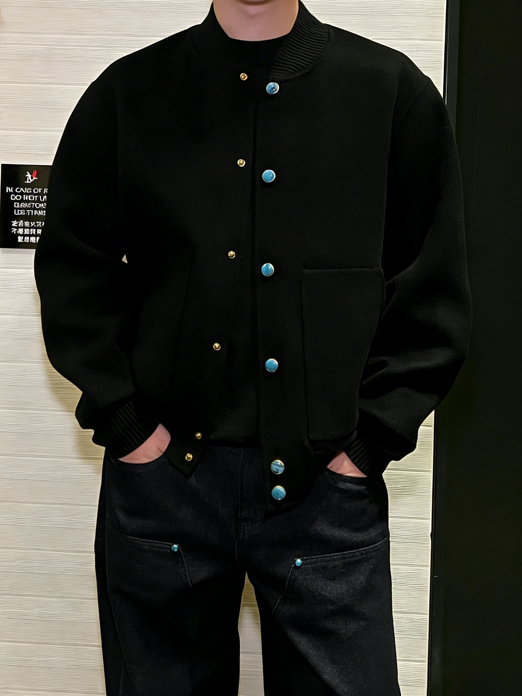 Men's Minimalist Casual Bomber Jacket – Solid Color Relaxed Fit Button Jacket