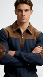 Men’s Half-Zip Lapel Pullover Sweatshirt