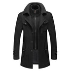 Men’s Winter Wool Blend Double‑Collar Overcoat – Business & Everyday Cold‑Weather Coat
