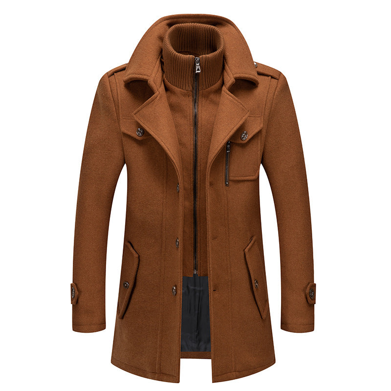 Men’s Winter Wool Blend Double‑Collar Overcoat – Business & Everyday Cold‑Weather Coat