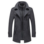 Men’s Winter Wool Blend Double‑Collar Overcoat – Business & Everyday Cold‑Weather Coat