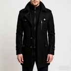 Men’s Winter Wool Blend Double‑Collar Overcoat – Business & Everyday Cold‑Weather Coat