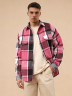 Plaid Brushed Lapel Shirt