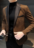 Men’s Suede-Look Casual Blazer – Luxe Autumn & Winter Street Elegance