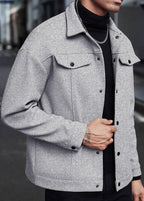 Mens Wool-Blend Collar Jacket – Fall/Winter Casual Business Sport Outerwear