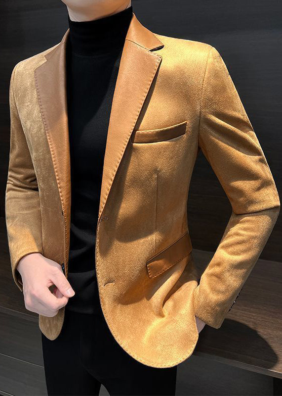 Men’s Suede-Look Casual Blazer – Luxe Autumn & Winter Street Elegance