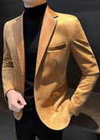 Men’s Suede-Look Casual Blazer – Luxe Autumn & Winter Street Elegance