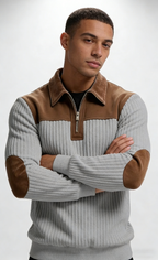Men’s Half-Zip Lapel Pullover Sweatshirt
