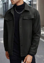 Mens Wool-Blend Collar Jacket – Fall/Winter Casual Business Sport Outerwear