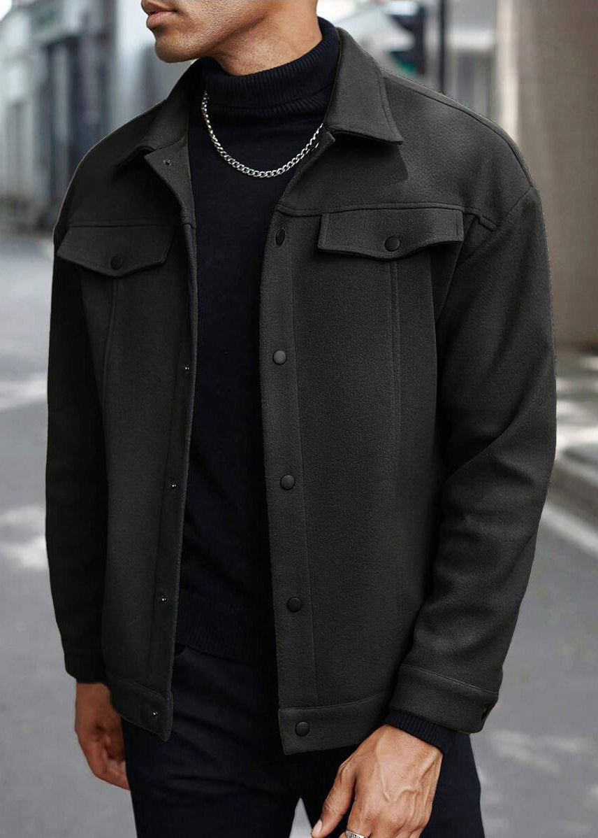 Mens Wool-Blend Collar Jacket – Fall/Winter Casual Business Sport Outerwear