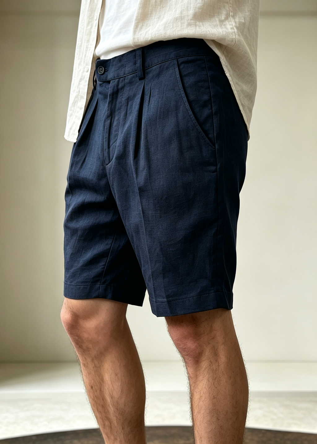 Men's Old Money Linen Blend Shorts - Relaxed Fit Pleated Casual Summer Shorts