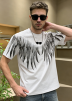 Men's Luxury Wing Print Rhinestone T-Shirt - Summer Streetwear Graphic Tee