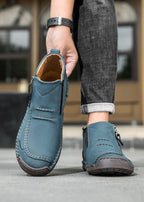 Men‘s Slip-On Leather Martin Boots – Round Toe, Casual, Breathable & Durable