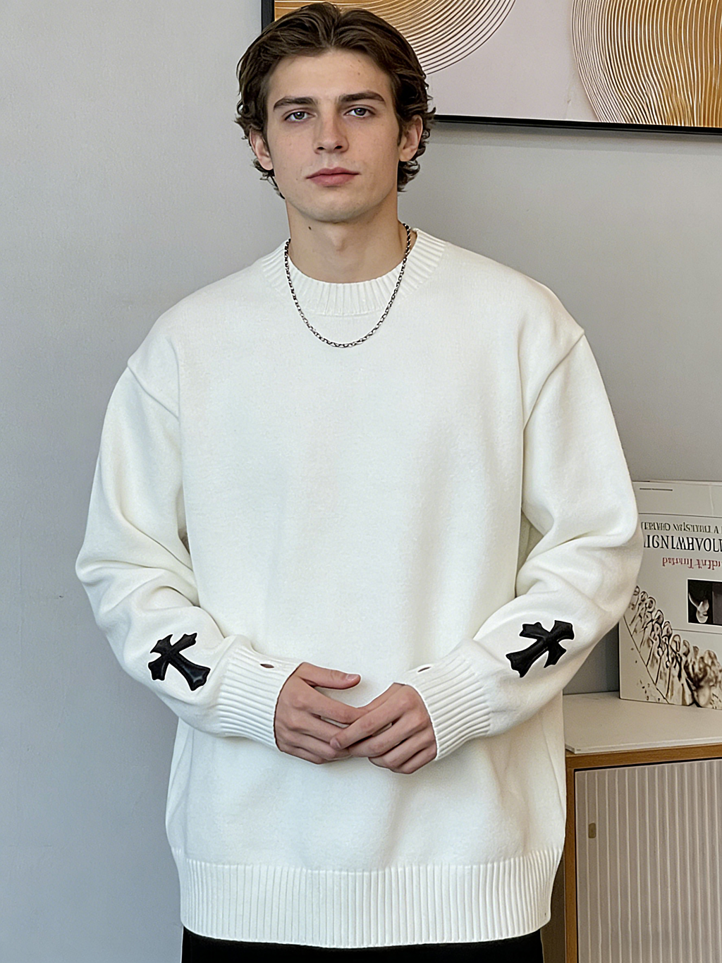 Comfortable and Stylish Crew Neck Pullover Knit Top