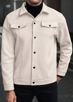 Mens Wool-Blend Collar Jacket – Fall/Winter Casual Business Sport Outerwear