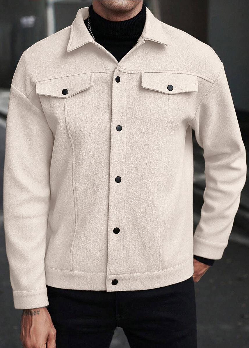 Mens Wool-Blend Collar Jacket – Fall/Winter Casual Business Sport Outerwear