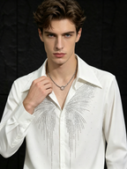 Men's Luxury Shiny Butterfly Rhinestone Slim-Fit Shirt