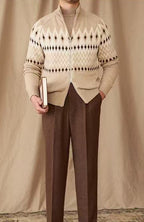 Fair Isle Knit Zip Cardigan