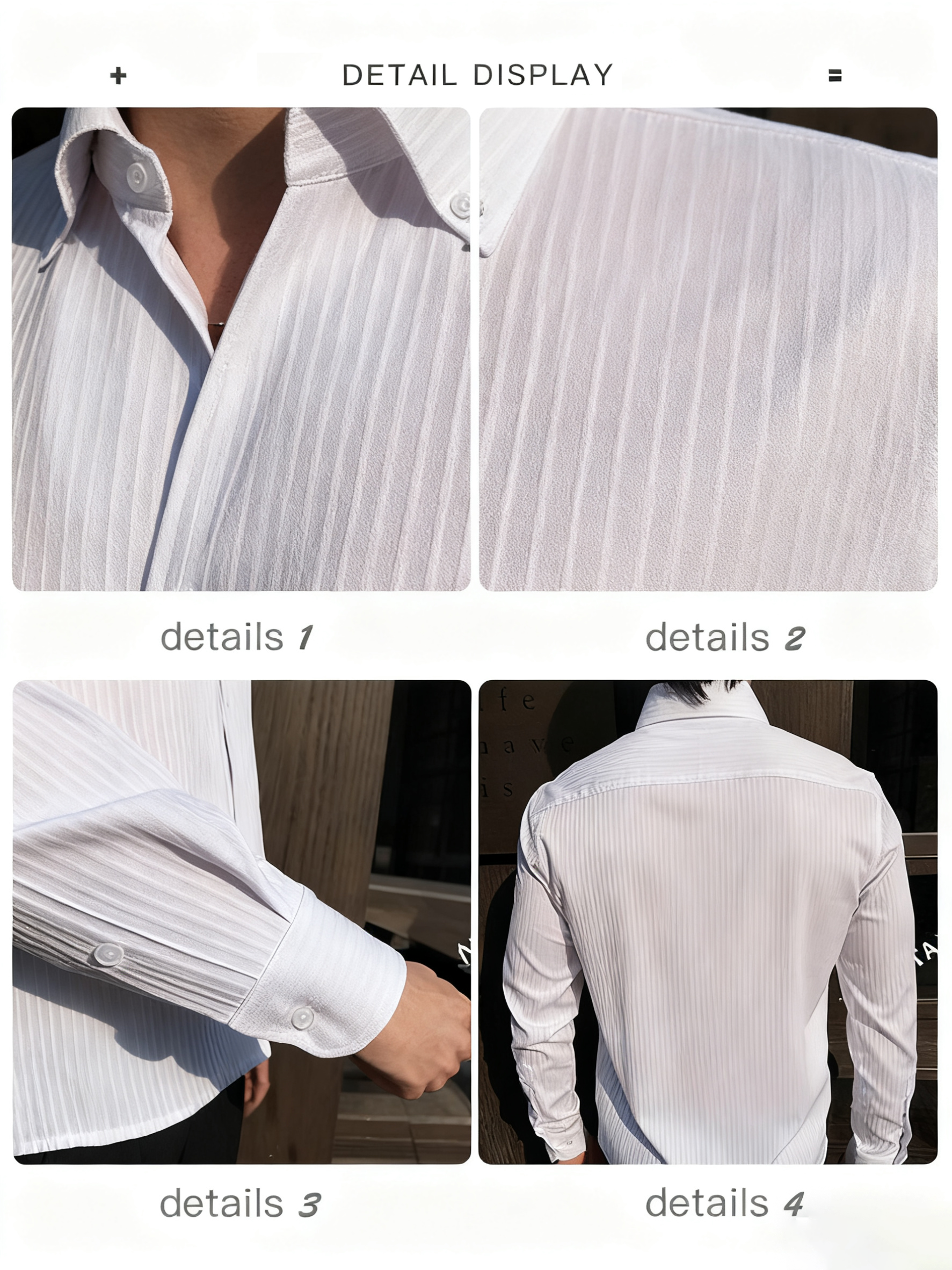 Men’s Premium Striped V-Neck Stand Collar Shirt — Elegant Modern Fit for Business & Leisure