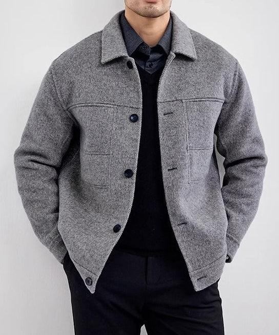 Solid Color Wool Blend Jacket