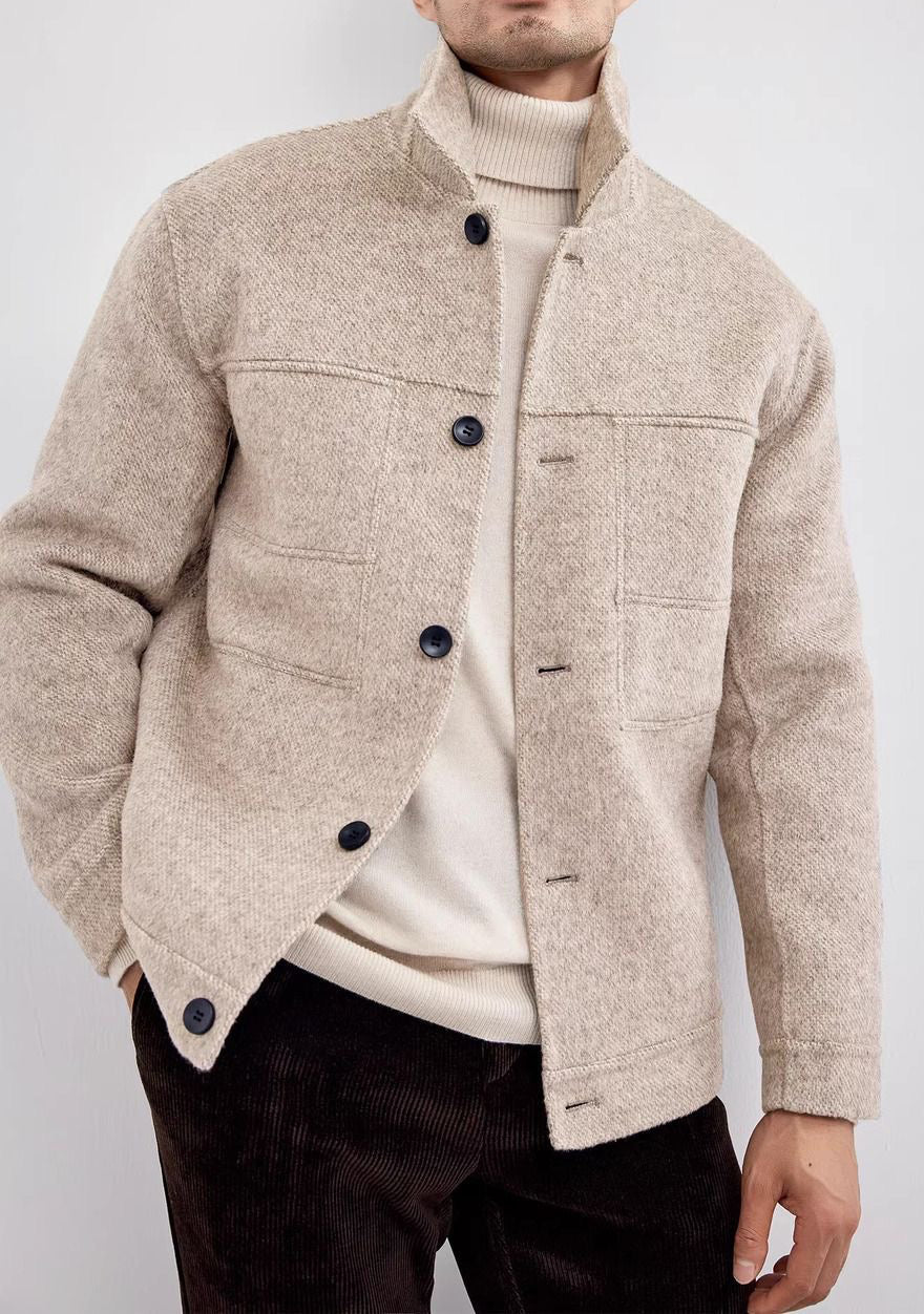 Solid Color Wool Blend Jacket