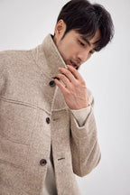 Solid Color Wool Blend Jacket