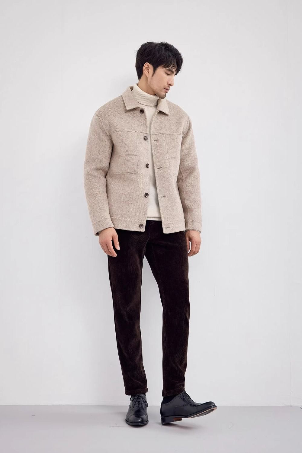 Solid Color Wool Blend Jacket