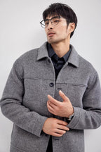 Solid Color Wool Blend Jacket