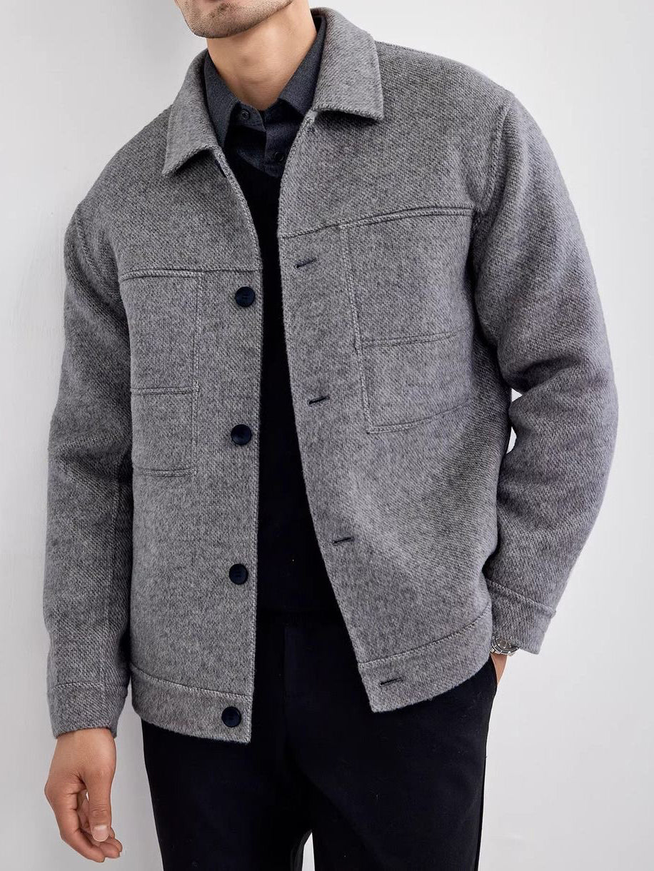 Solid Color Wool Blend Jacket