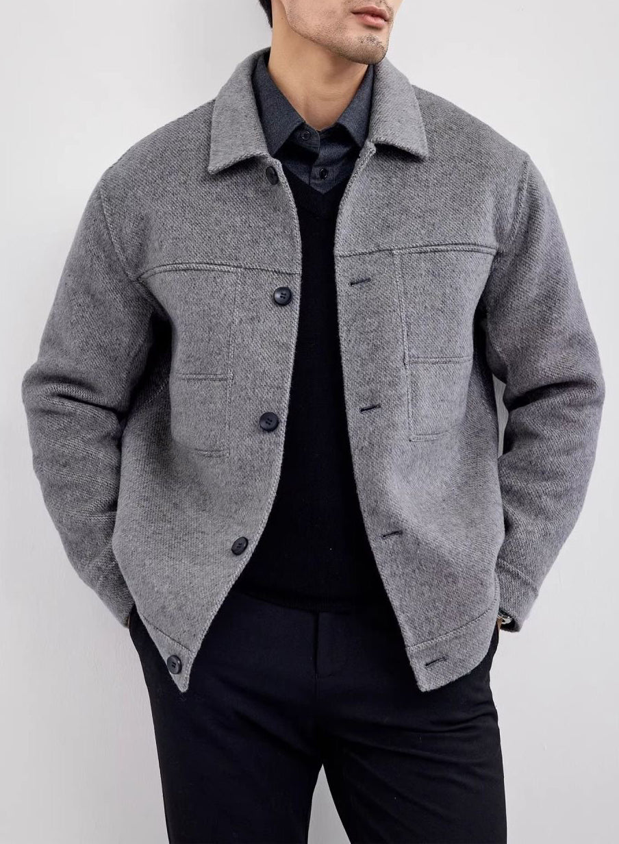 Solid Color Wool Blend Jacket