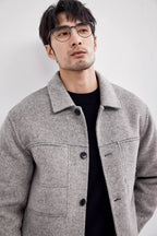 Solid Color Wool Blend Jacket