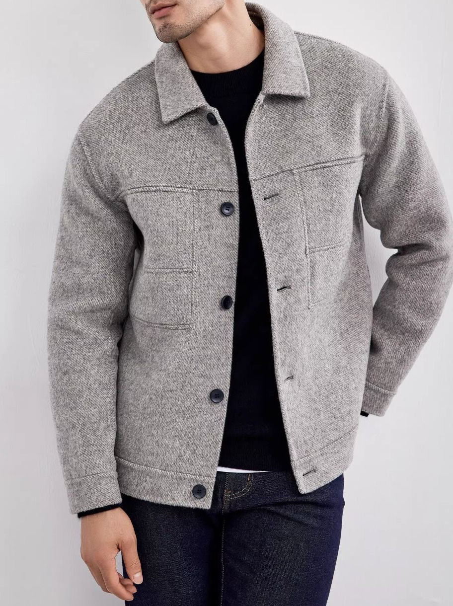 Solid Color Wool Blend Jacket
