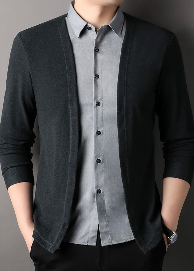 Men's Fake Two-Piece Sweater Shirt