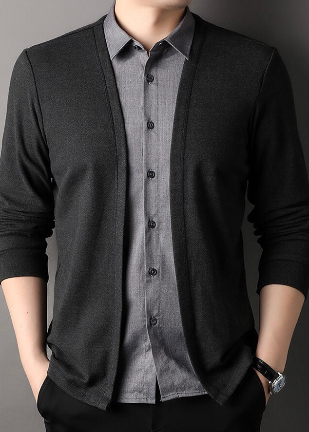 Men's Fake Two-Piece Sweater Shirt