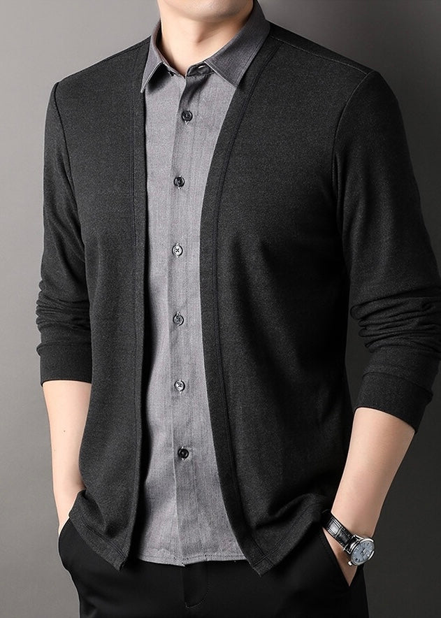 Men's Fake Two-Piece Sweater Shirt